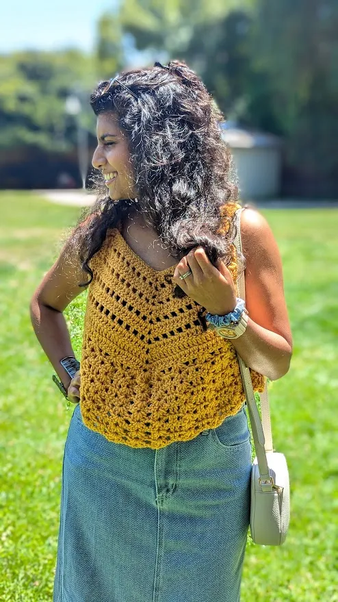 Mustard boho tank top