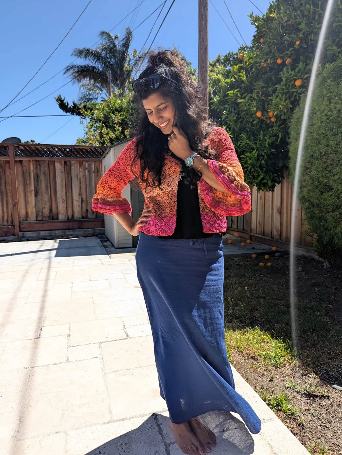 Ombre bell-sleeve cardigan